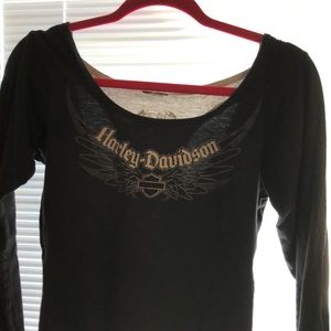 Harley Davidson ladies long sleeve low back shirt with tank sewn in size small